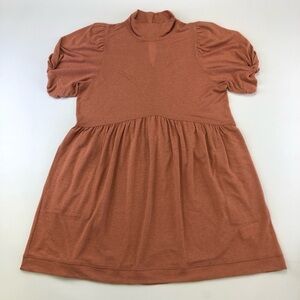 FP Beach linen dress Size L Terracotta short Balloon Sleeve linen blend